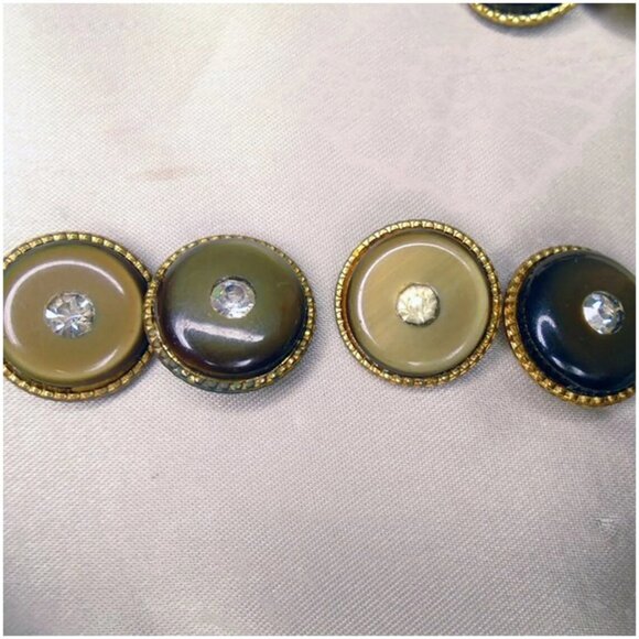 Vintage Button Set Rhinestone & Lucite Moonglow Buttons Lot 50s 1950s - Picture 4 of 12